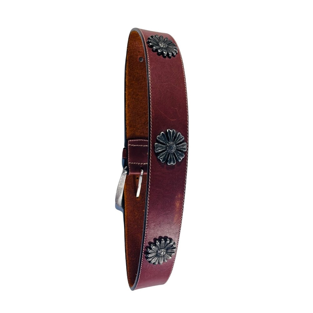 BROWN CONCHO Women's BELT size M/332 BRIGHTON LEATHER FLORAL